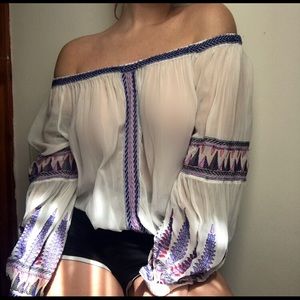 FP Sheer Embroidered Top